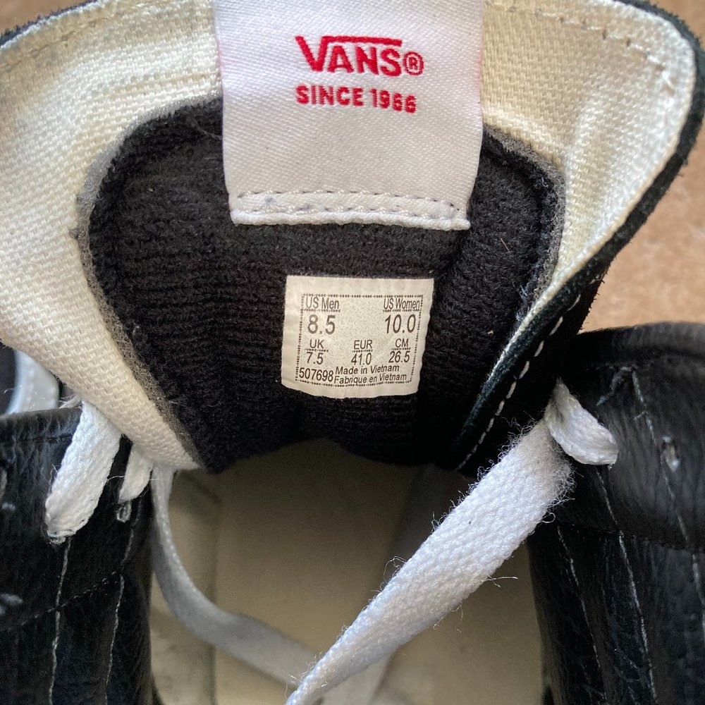 Vans Black Sk8-Hi's Skate Shoe size 8.5